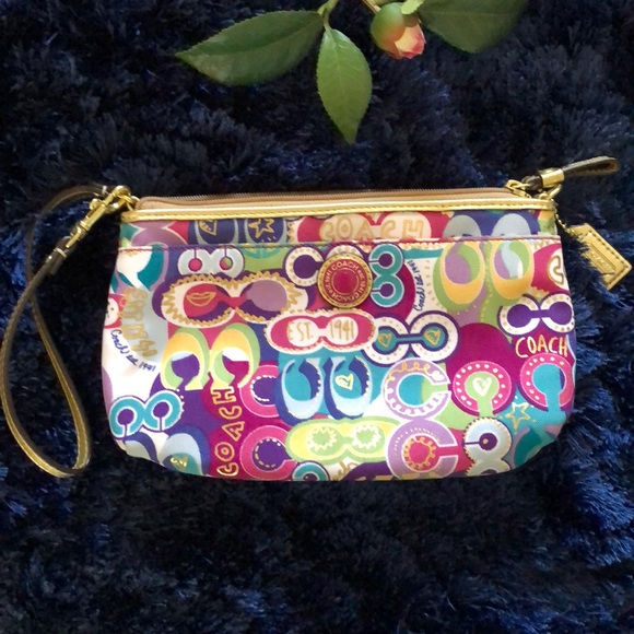 Coach Handbags - Coach colorful wristlet wallet canvas